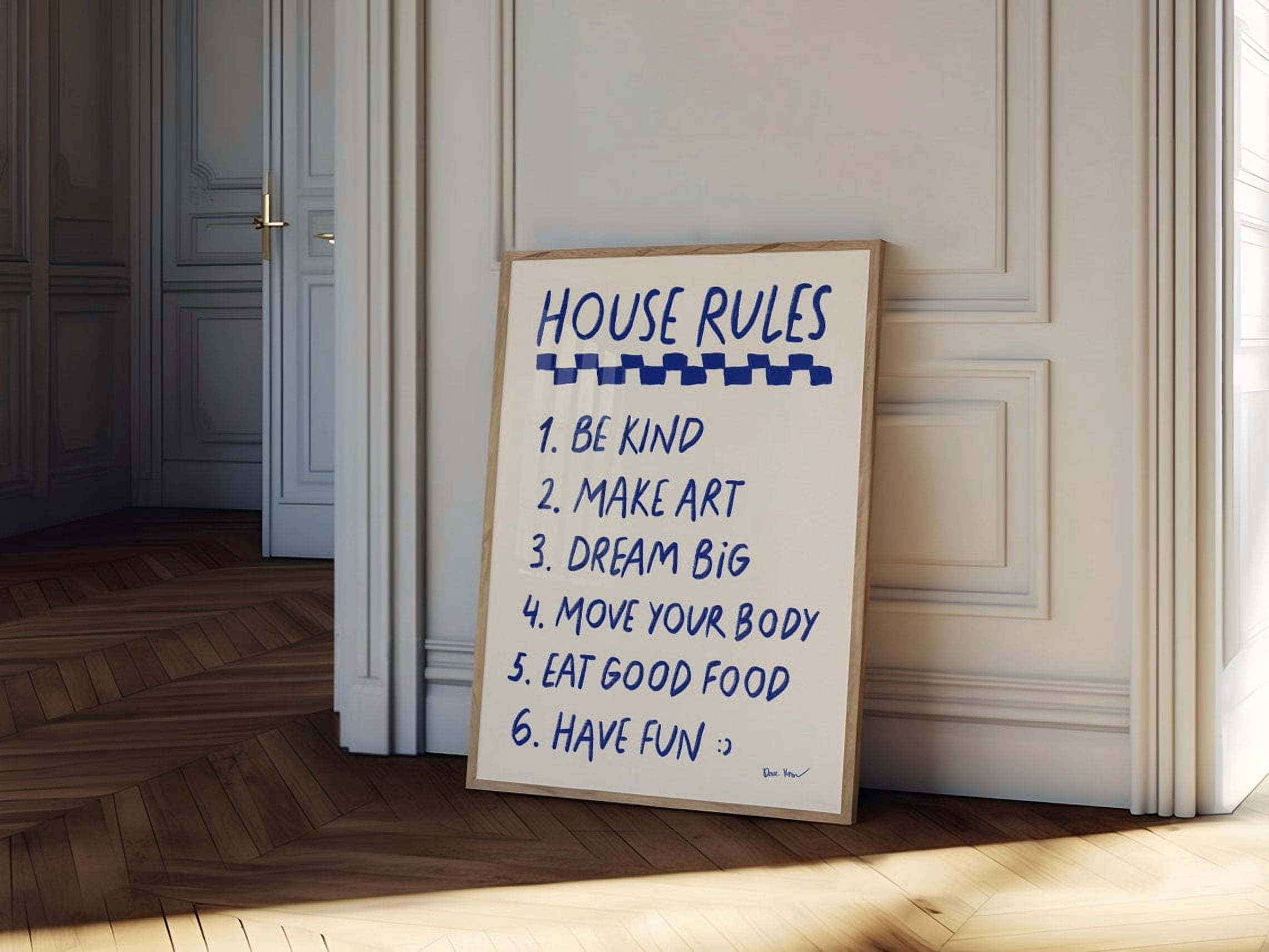 House Rulds Logo House Rules Wall Art Print, Modern Home Typography Decor - Walmart.com