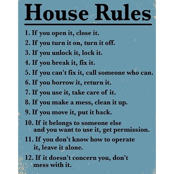 House Rules poster Farmhouse Living Room Home Decor Wall Art, Inspirational Family Quote poster