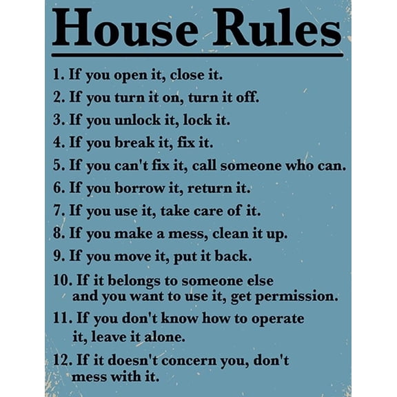 House Rules poster Farmhouse Living Room Home Decor Wall Art, Inspirational Family Quote
