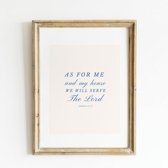 As For Me And My House Scripture Print, Trendy Decor, Abstract Vintage Painting, Typography Christian Art Wall Art, Modern Wall Decor For Living Room, 8x12 UNFRAMED