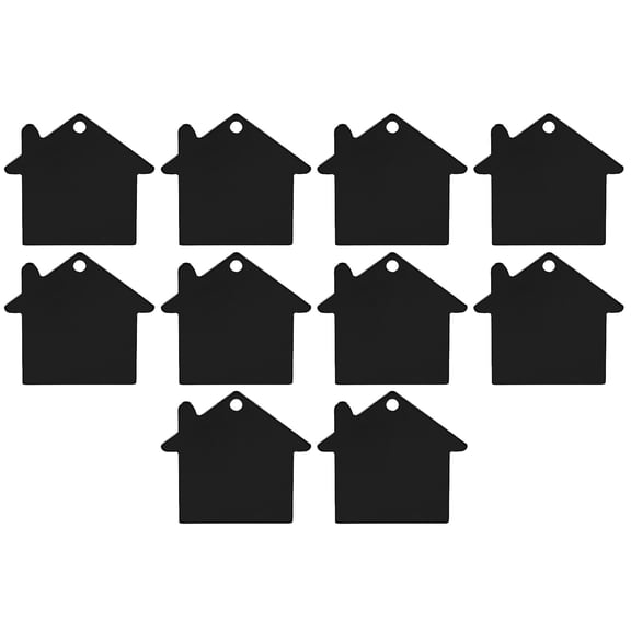 House Shape Blank Tags Metal Stamping Tag Blank Dog ID Tags, Black Engraving Tags, 10 Pack