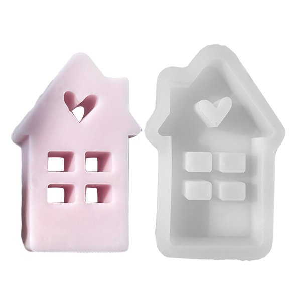 House Shape Candle Mold Heart Resin Casting Mold for Making Gypsum Ornaments