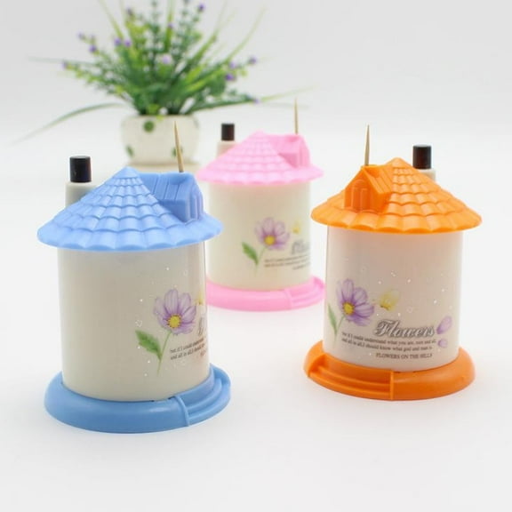 House Shaped Automatic Toothpick Box Holder Container Dispenser Home Decoration Ceramic Toothpick Holder with Lid,Toothpick Dispenser Cocktail Stick Box and Easy To Clean