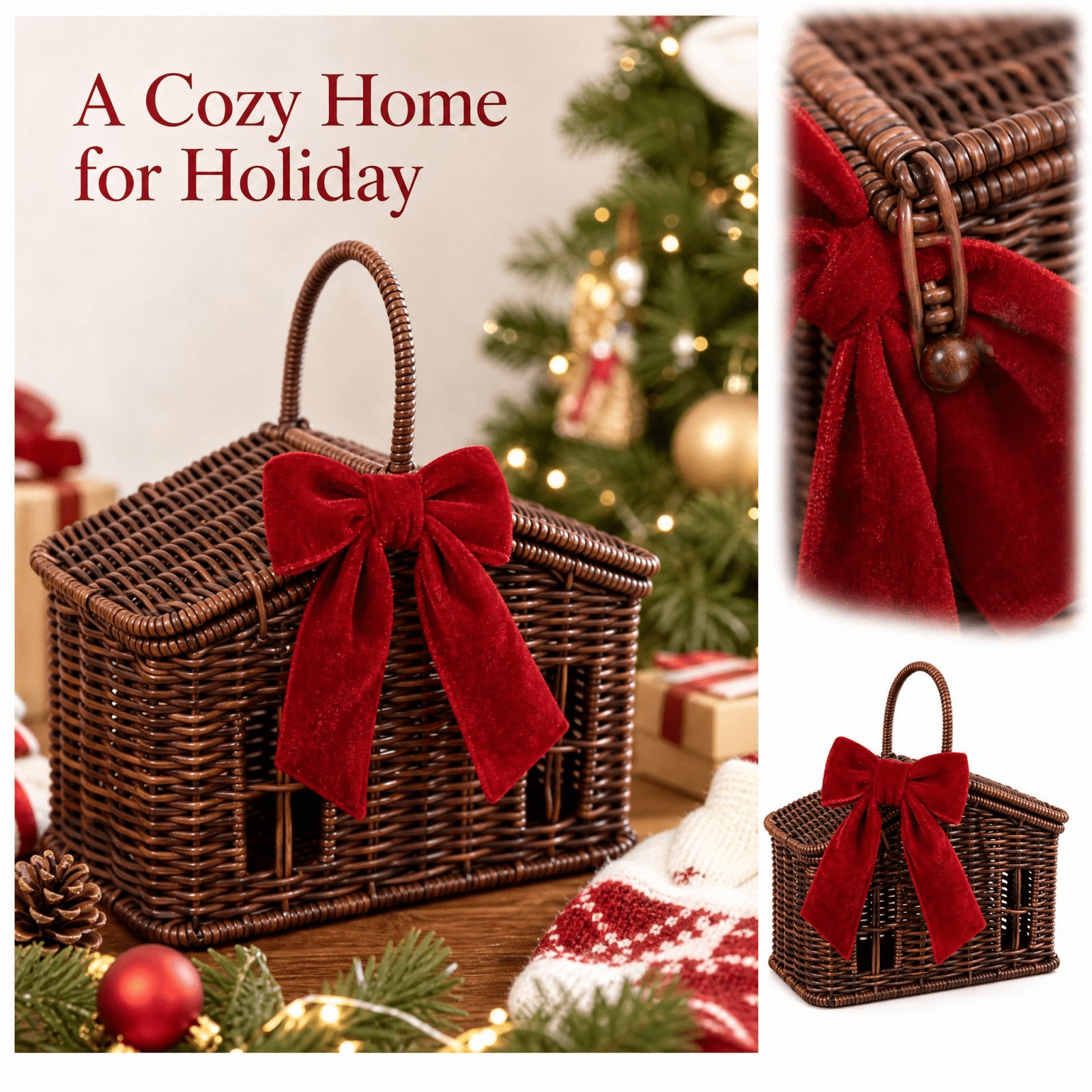 Ratten's Texture House Shaped Basket, Christmas Plastic Storage And Decorative Basket ...