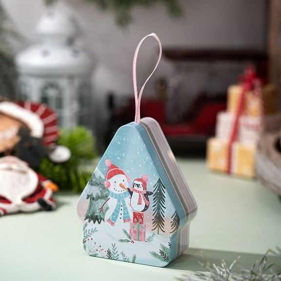 House-Shaped Christmas Tin Box for Cookies-reusable Christmas Decor Storage and Gift Giving