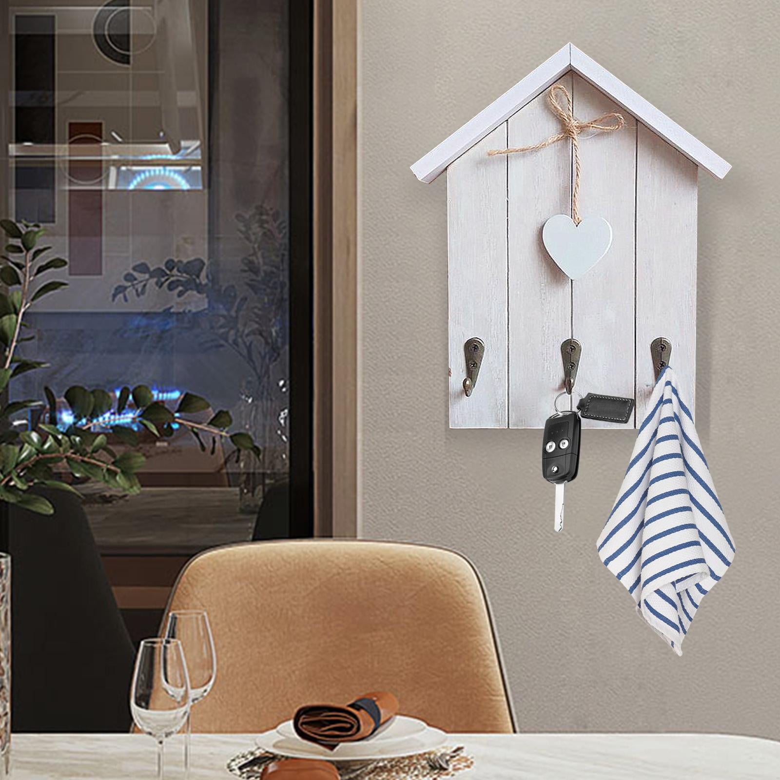House Shaped Key Holder Hooks Decorative Key Hanger Wall Mounted Key Cabinet White