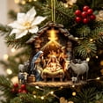 thumbnail image 1 of House-Shaped Manger Nativity Acrylic Christmas Ornament, Sublimation Printed Religious Hanging Decor, Traditional Nativity Keepsake for Tree, Wall & Car, 3.15 in,D, 1 of 6