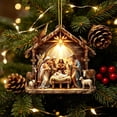 thumbnail image 1 of House-Shaped Manger Nativity Acrylic Christmas Ornament, Sublimation Printed Religious Hanging Decor, Traditional Nativity Keepsake for Tree, Wall & Car, 3.15 in,H, 1 of 6