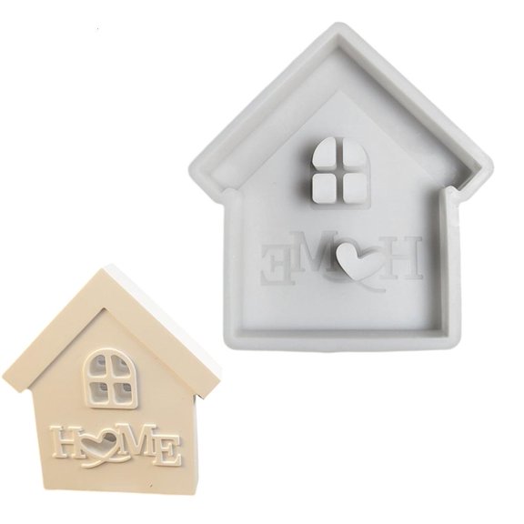 House Shaped Silicone for Epoxy Resin, Gypsum Ornament Home Decoration, House Shape Concrete Cement Silicone