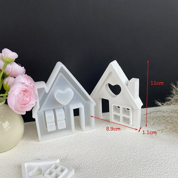 House-Shaped Silicone Mold Set - for Resin/Candle/Soap Crafting with Window Details, Non-Stick & Easy Demold (DIY Gift, Holiday Decor) white