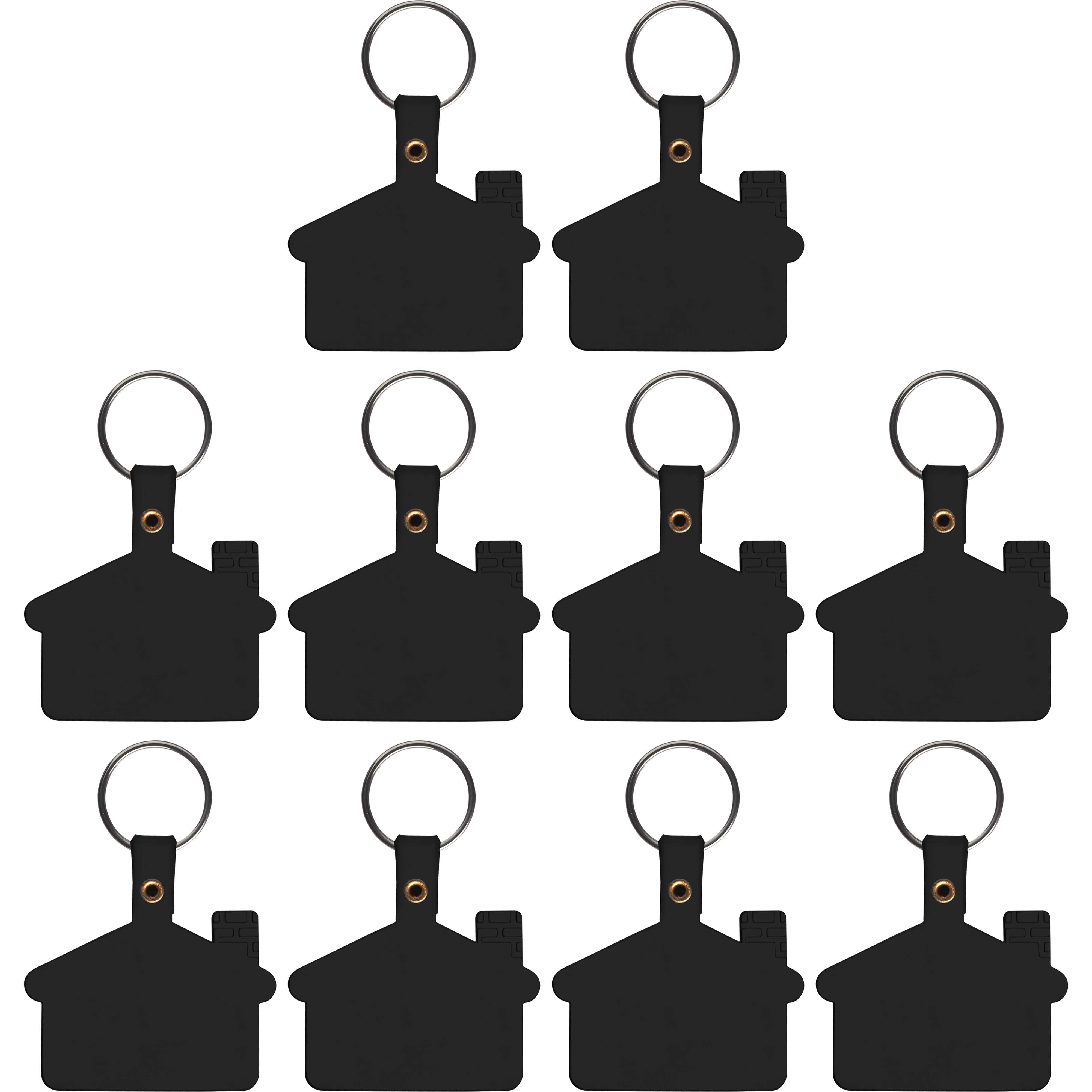 House Shaped Soft Key Tags Set of 10, Bulk Pack - Perfect for Tradeshows, Party Favors, Events - Black