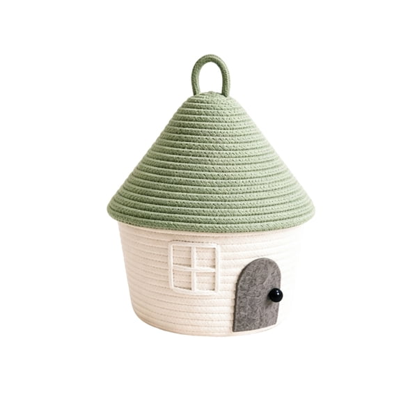 House Shaped Storage Basket With Lid Desktop Organizer, Decorative Design With Dustproof Cover And Large Storage Space, For Bedroom Vanity Table Cosmetics Stationery Small Items