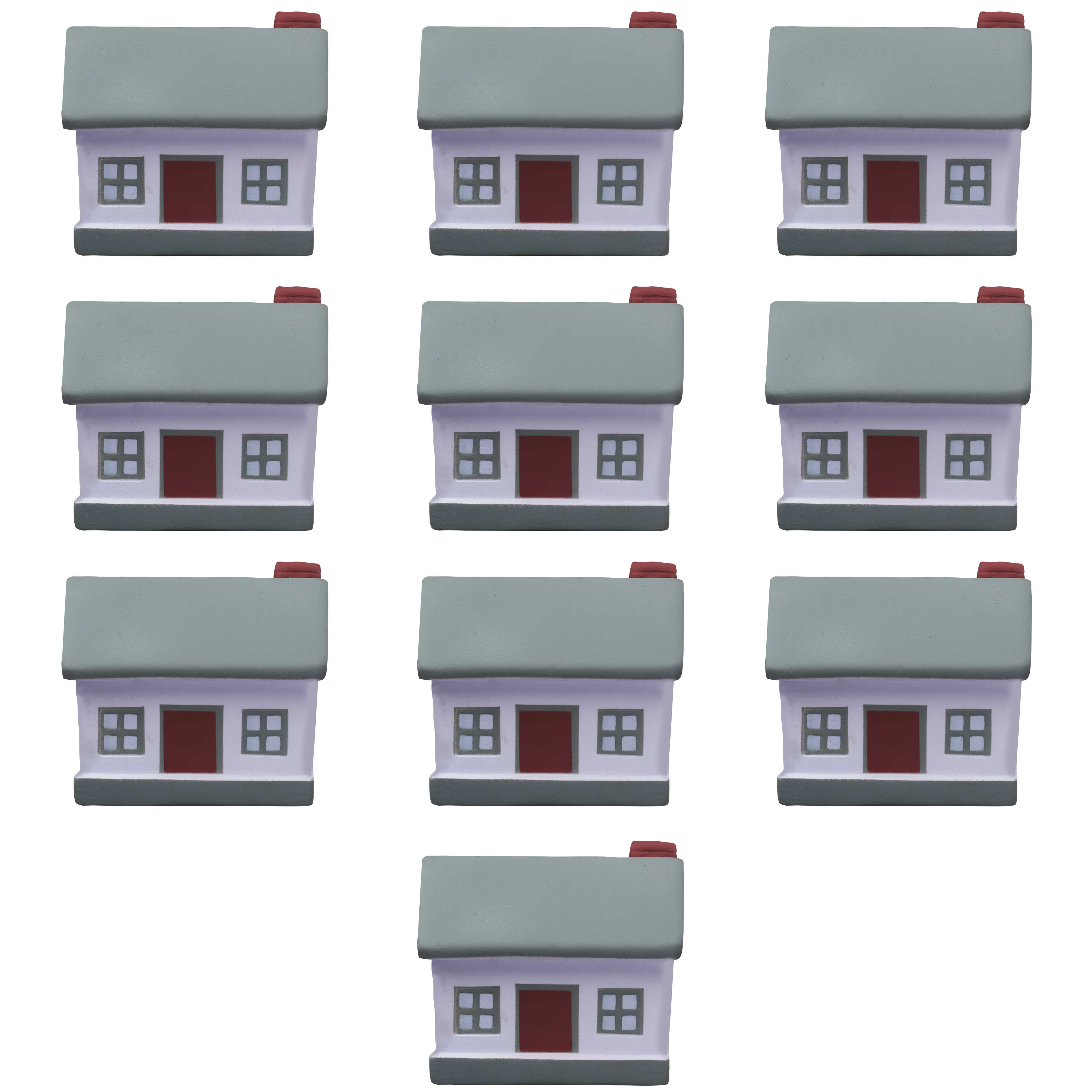 House Shaped Stress Balls Set of 10, Bulk Pack - Anxiety Stress Relief, Perfect for Your Desk, Office or Home - Grey