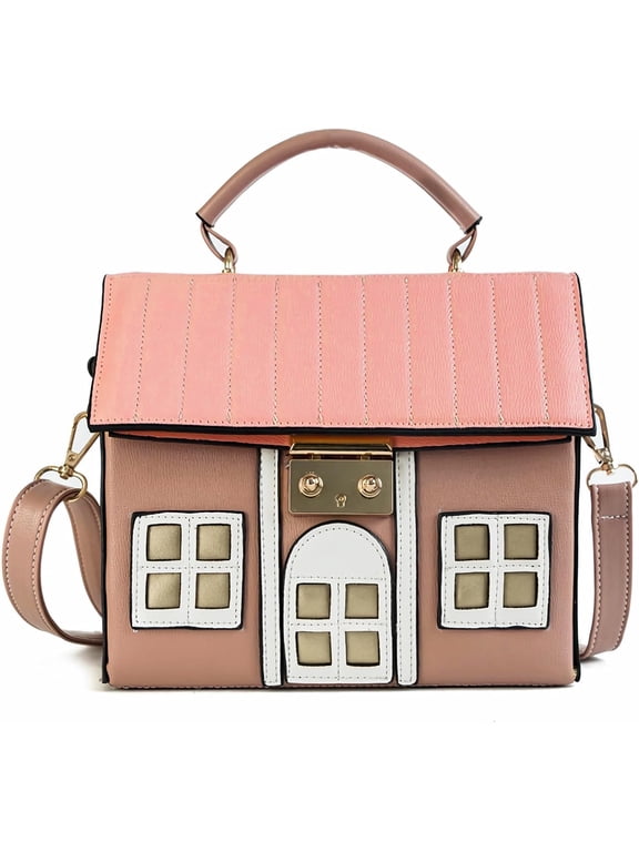 House Shaped Unique Novelty Purse for Women Mini Funny Weird Shoulder Crossbody Bag Handbag Clutch PU Leather