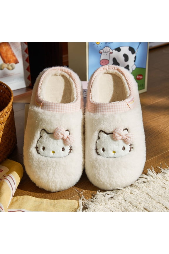 House Shoes Hello Kitty Winter Shoes Warm Anti-slip Soft Slippers