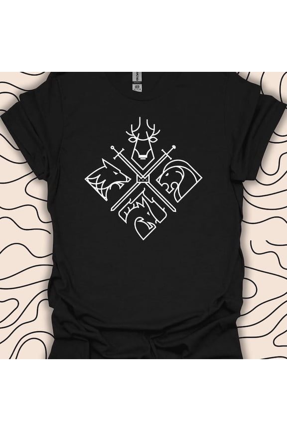 House Sigils Fantasy Shirt Game Fandom Gift Medieval Style Graphic Tee,for men and women up to 5XL