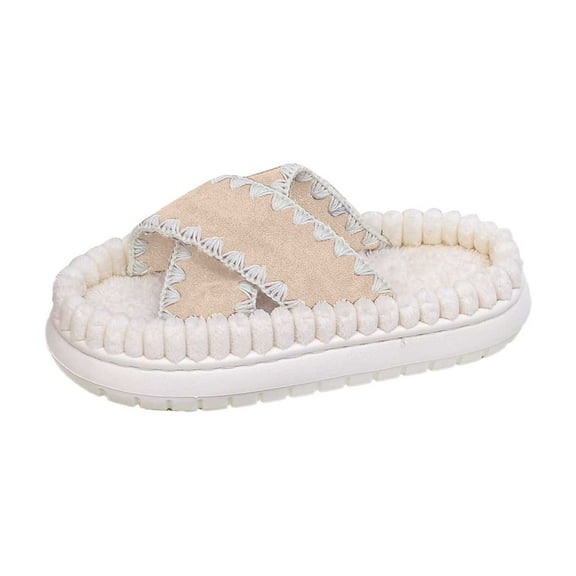 House Slippers Fluffy Slippers Cozy Lined Slippers For And Winter Warm Indoor Outdoor Soft Comfortable Fuzzy Slides