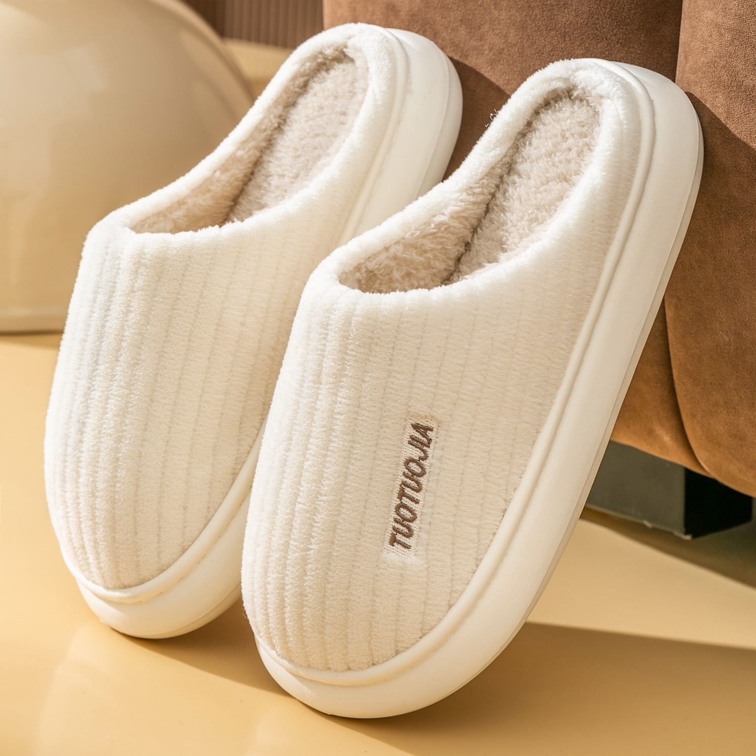 House Slippers For Woman EVA Winter Warm Plush Memory Foam Platform