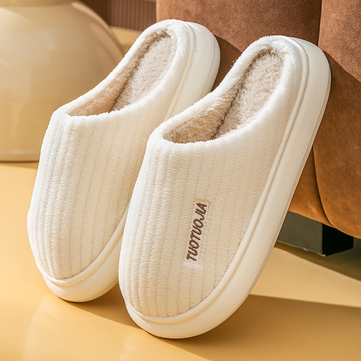 House Slippers For Woman EVA Winter Warm Plush Memory Foam Platform ...