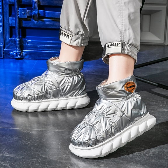 Pmoiste House Slippers For Women Platform Comfy EVA Memory Foam Waterproof Couple Home Shoes Winter Warm Soft Y2K Boots Slipper Black