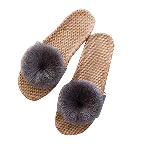 House Slippers Gifts for Women Fashion Solid Color Slide Slippers with Small Comfortable Flat Shoes for Casual Indoor And Outdoor Wear Grey 8