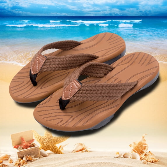 House Slippers Men Arch Support Summer Casual Outside Wear Beach Non Breathable Flip Flops Clip Toes Big Size Flat Bottom Men Shoes