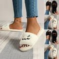 thumbnail image 1 of House Slippers for Men Women Halloween Non-Slip Unisex Flat Heel Open Toe Slip-on Flats Slides Women's Fashion Casual Home Indoor Outdoor Plus Velvet Warm SlippersBlack 6.5, 1 of 10
