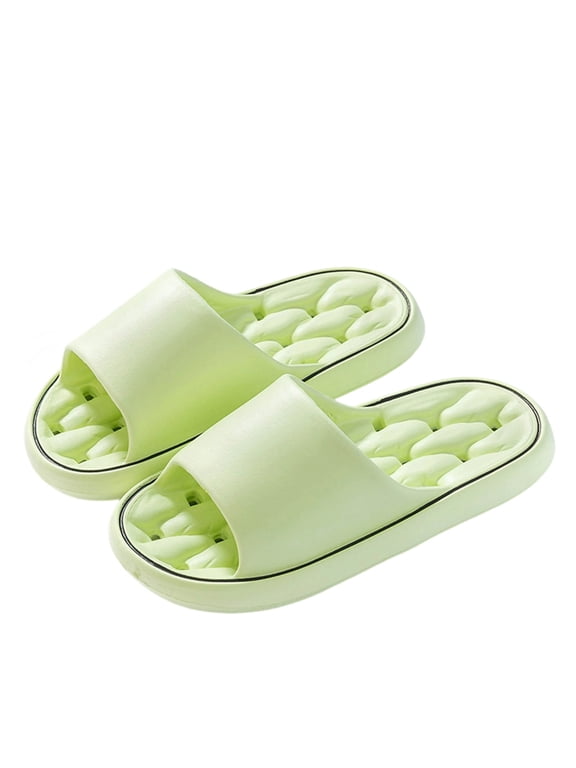 House Slippers Shoes for Women Men with Arch Support Quick Drying Anti-Slip Lightweight Massage Shower Sandals Comfy Beach Pool Slides Green 6.5-7