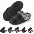 thumbnail image 1 of House Slippers for Woman Men, womens Checkered Slippers on House Shoes Cozy Memory Foam Scuff plaid Shoes with Fuzzy Faux Fur Comfortable Anti-Slip Warm Fuzzy indoor outdoor, 1 of 8