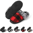 thumbnail image 1 of House Slippers for Woman Men, womens Checkered Slippers on House Shoes Cozy Memory Foam Scuff plaid Shoes with Fuzzy Faux Fur Comfortable Anti-Slip Warm Fuzzy indoor outdoor, 1 of 9
