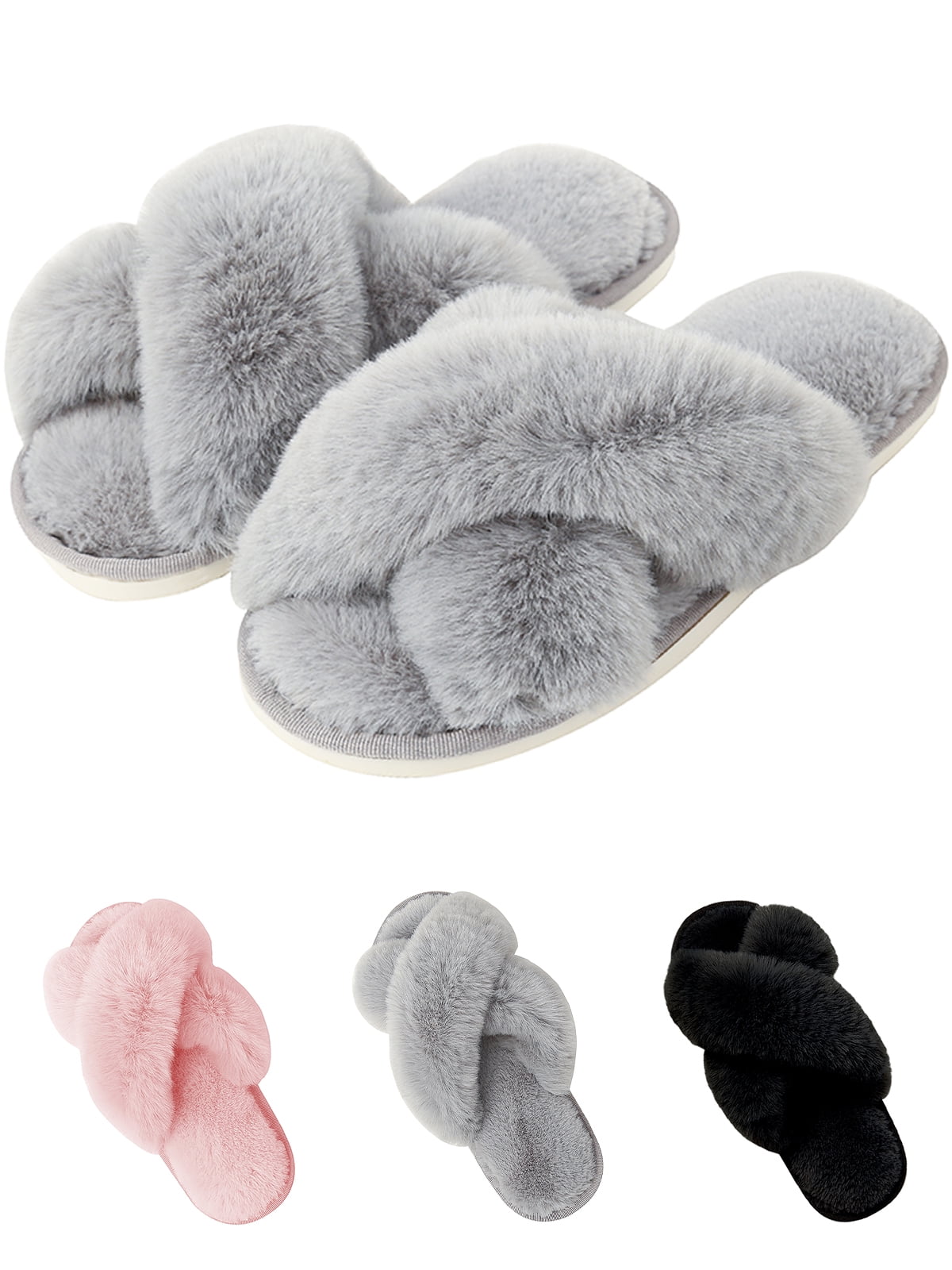 House Slippers Women Anti-Skid Rubber Sole Comfortable Warm Washable ...