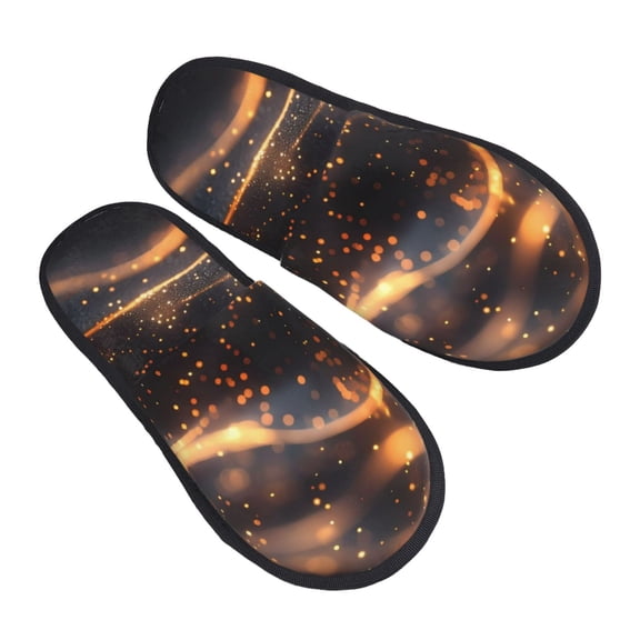 House Slippers for Women Men - Abstract Glowing Wave Pattern Lightweight House Shoes Fuzzy Slippers, Soft Slip-On Cozy House Slippers for Woman Indoor Outdoor