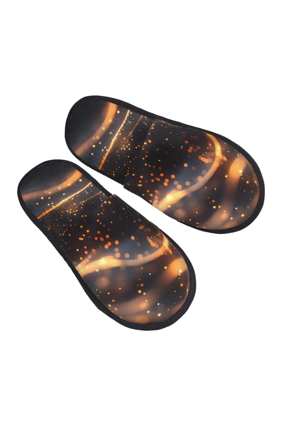 House Slippers for Women Men - Abstract Glowing Wave Pattern Lightweight House Shoes Fuzzy Slippers, Soft Slip-On Cozy House Slippers for Woman Indoor Outdoor