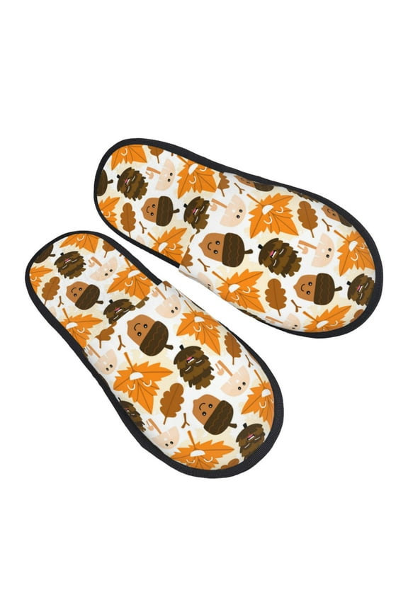 House Slippers for Women Men - Autumn Woodland Characters Lightweight House Shoes Fuzzy Slippers, Soft Slip-On Cozy House Slippers for Woman Indoor Outdoor