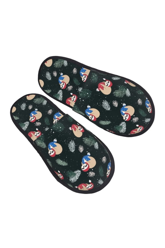 House Slippers for Women Men - Baby Sloths On Christmas Ball Lightweight House Shoes Fuzzy Slippers, Soft Slip-On Cozy House Slippers for Woman Indoor Outdoor