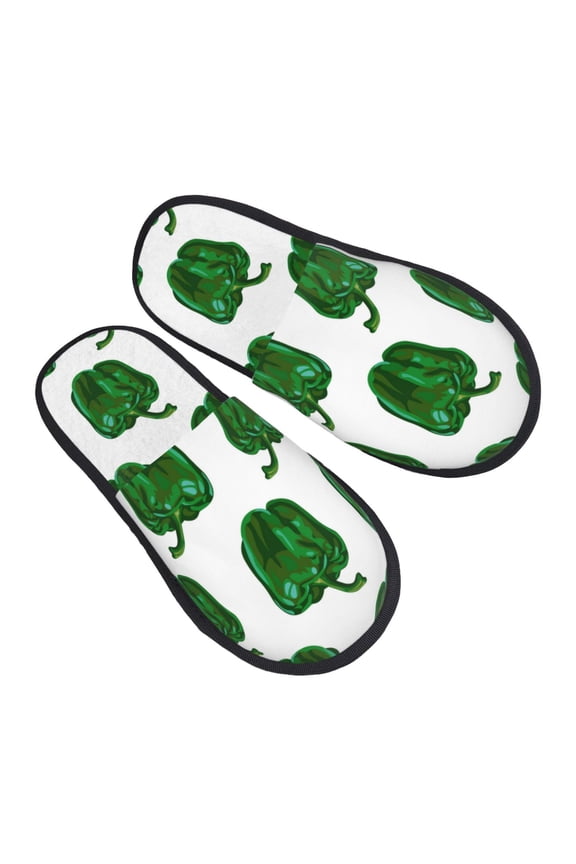 House Slippers for Women Men - Bell Pepper Pattern green Lightweight House Shoes Fuzzy Slippers, Soft Slip-On Cozy House Slippers for Woman Indoor Outdoor