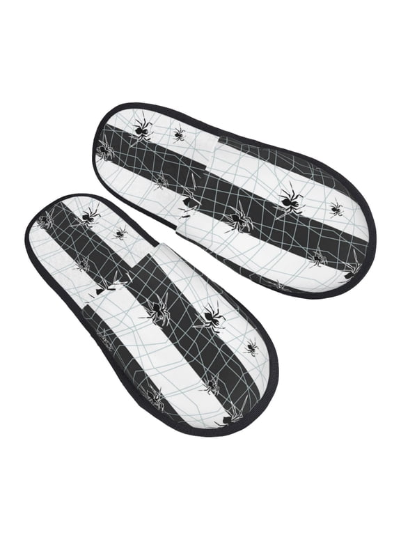 House Slippers for Women Men - Black white Spider web cool Lightweight House Shoes Fuzzy Slippers, Soft Slip-On Cozy House Slippers for Woman Indoor Outdoor