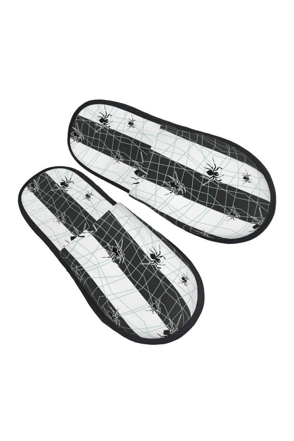 House Slippers for Women Men - Black white Spider web cool Lightweight House Shoes Fuzzy Slippers, Soft Slip-On Cozy House Slippers for Woman Indoor Outdoor
