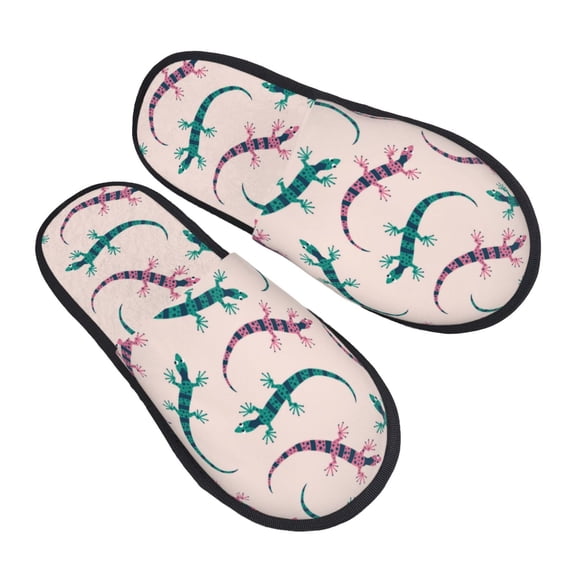 House Slippers for Women Men - Bohemian Cute Lizard Gecko_A Lightweight House Shoes Fuzzy Slippers, Soft Slip-On Cozy House Slippers for Woman Indoor Outdoor