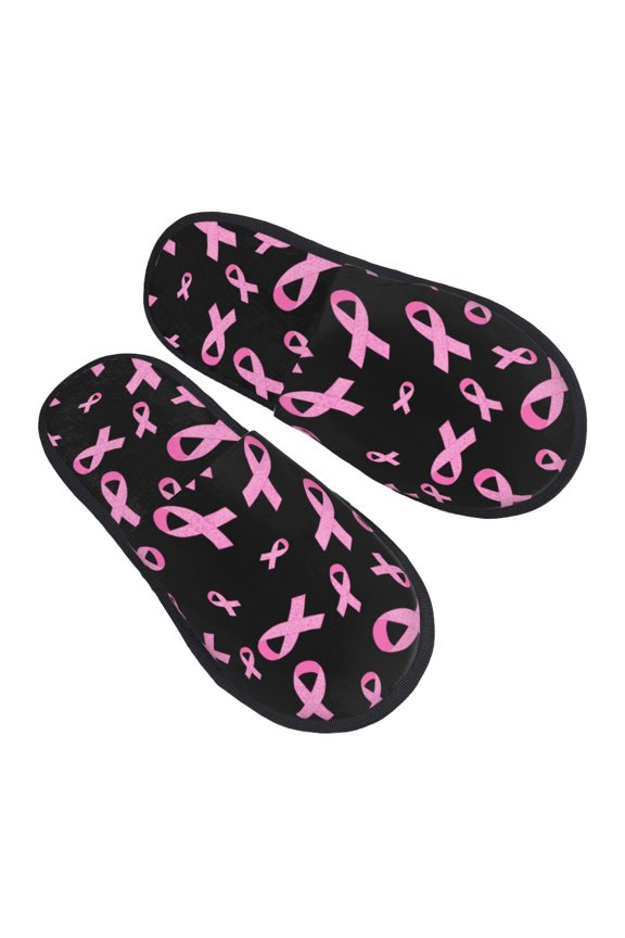 House Slippers for Women Men - Breast Cancer Awareness Lightweight House Shoes Fuzzy Slippers, Soft Slip-On Cozy House Slippers for Woman Indoor Outdoor