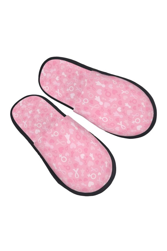 House Slippers for Women Men - Breast Cancer Awareness Lightweight House Shoes Fuzzy Slippers, Soft Slip-On Cozy House Slippers for Woman Indoor Outdoor