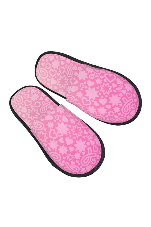 House Slippers for Women Men - Breast Cancer Pink Ribbons Awareness Lightweight House Shoes Fuzzy Slippers, Soft Slip-On Cozy House Slippers for Woman Indoor Outdoor