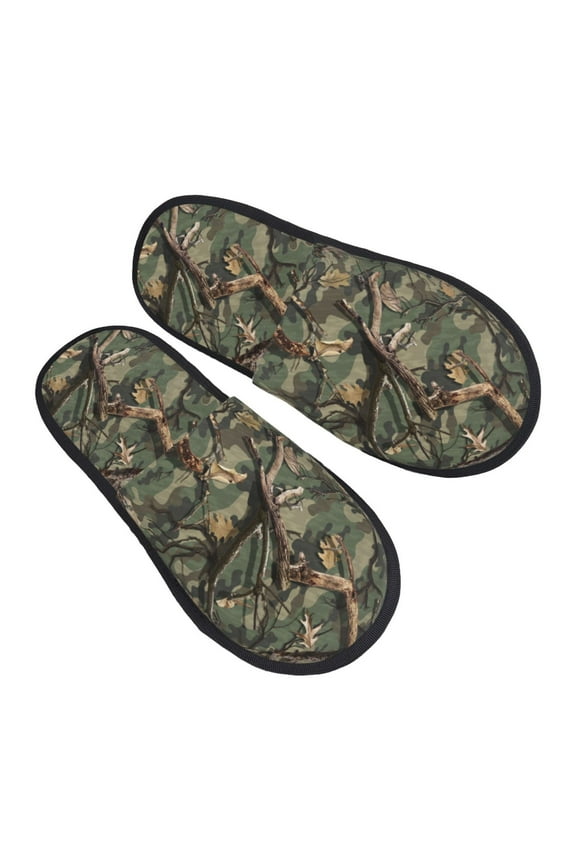 House Slippers for Women Men - Camouflage tree branch Lightweight House Shoes Fuzzy Slippers, Soft Slip-On Cozy House Slippers for Woman Indoor Outdoor