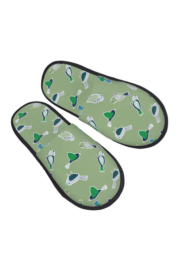 House Slippers for Women Men - Cartoon Cute Bird Green Lightweight House Shoes Fuzzy Slippers, Soft Slip-On Cozy House Slippers for Woman Indoor Outdoor