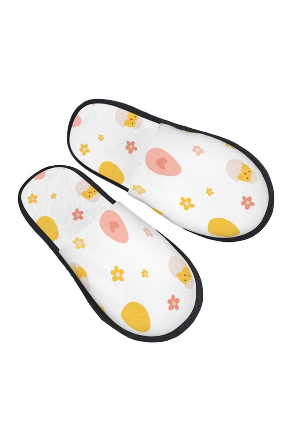 House Slippers for Women Men - Cartoon Cute Chick Egg Flower Lightweight House Shoes Fuzzy Slippers, Soft Slip-On Cozy House Slippers for Woman Indoor Outdoor
