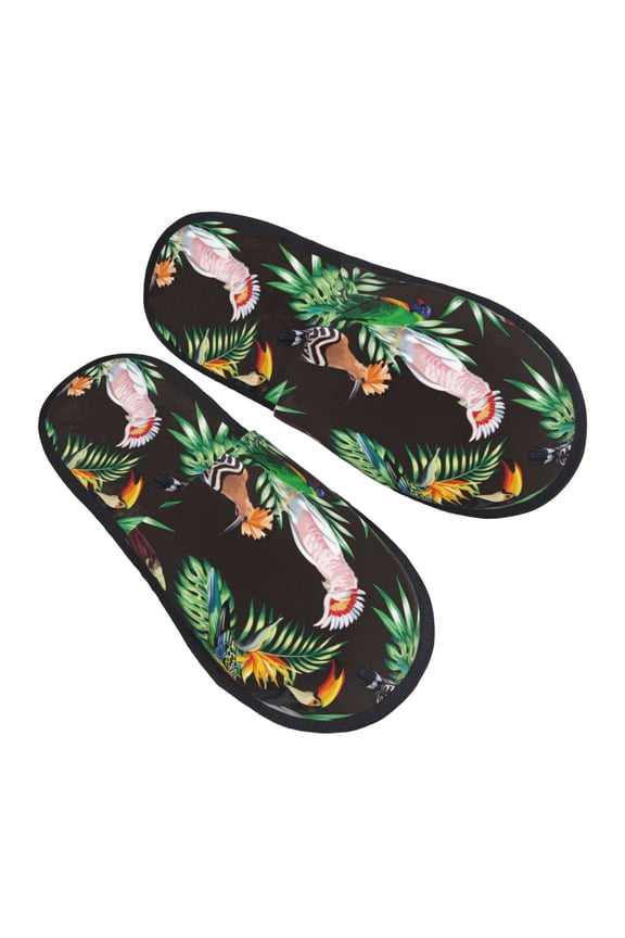 House Slippers for Women Men - Cartoon Cute Parrot Toucan Bird Lightweight House Shoes Fuzzy Slippers, Soft Slip-On Cozy House Slippers for Woman Indoor Outdoor