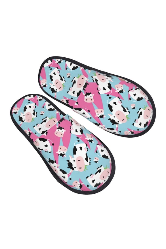 House Slippers for Women Men - Classic Funny Cute Cow Eating Grass Lightweight House Shoes Fuzzy Slippers, Soft Slip-On Cozy House Slippers for Woman Indoor Outdoor
