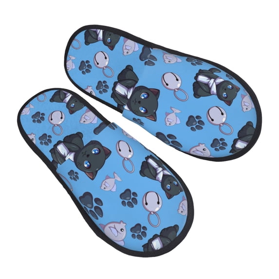 House Slippers for Women Men - Classic Katong Cat Fish Blue Lightweight House Shoes Fuzzy Slippers, Soft Slip-On Cozy House Slippers for Woman Indoor Outdoor
