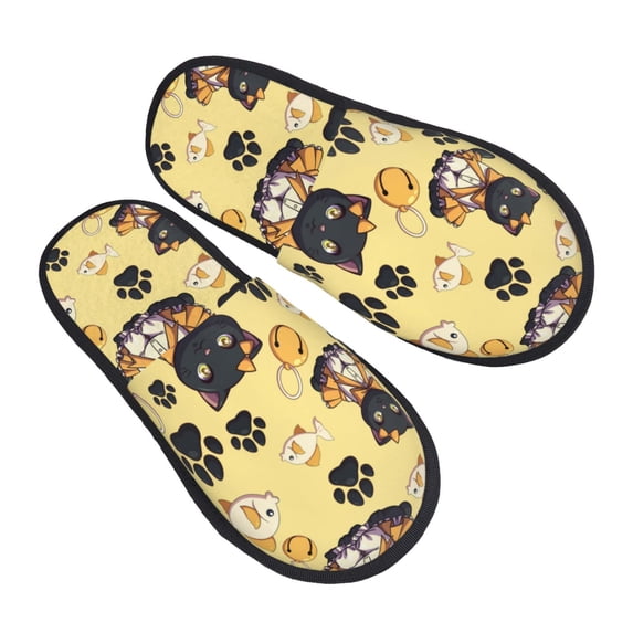 House Slippers for Women Men - Classic Katong Cat Fish Yellow Lightweight House Shoes Fuzzy Slippers, Soft Slip-On Cozy House Slippers for Woman Indoor Outdoor