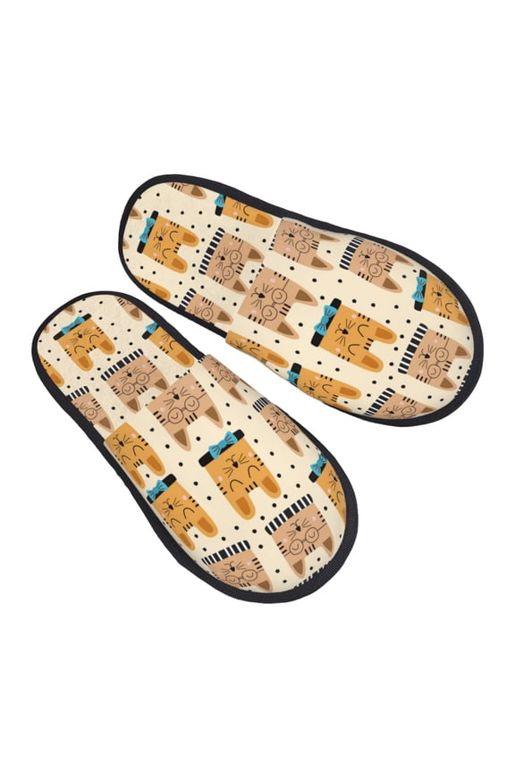 House Slippers for Women Men - Classic Smiling Cartoon Cat Lightweight House Shoes Fuzzy Slippers, Soft Slip-On Cozy House Slippers for Woman Indoor Outdoor
